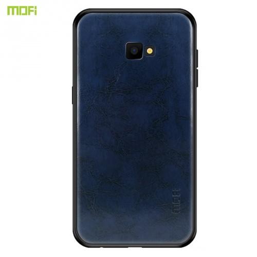 SAMSUNG Galaxy J4 Plus (J415F) MOFI műanyag telefonvédő (szilikon keret, bőr hátlap) SÖTÉTKÉK	