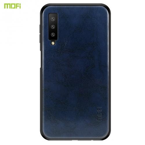 SAMSUNG Galaxy A7 (2018) SM-A750F MOFI műanyag telefonvédő (szilikon keret, bőr hátlap) SÖTÉTKÉK	