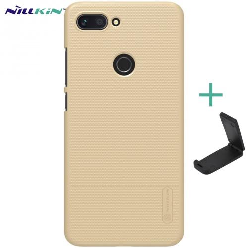 XIAOMI Mi 8 Lite NILLKIN SUPER FROSTED műanyag telefonvédő (gumírozott, érdes felület + asztali tartó) ARANY	