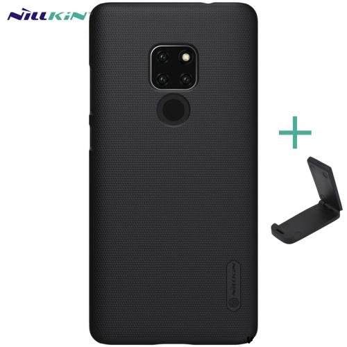 HUAWEI Mate 20 NILLKIN SUPER FROSTED műanyag telefonvédő (gumírozott, érdes felület + asztali tartó) FEKETE	