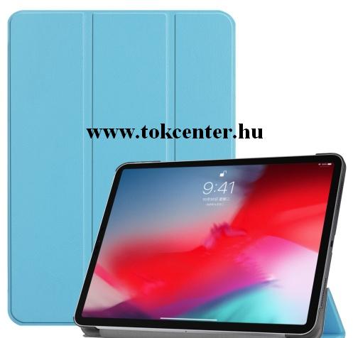 APPLE IPAD Pro 11 (2018) Tok álló, bőr (aktív flip, oldalra nyíló, TRIFOLD asztali tartó funkció) VILÁGOSKÉK	