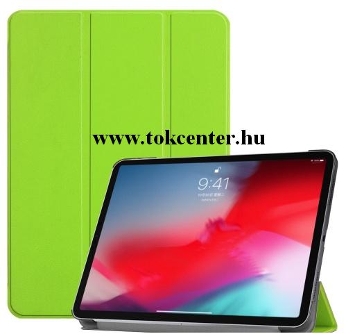  APPLE IPAD Pro 11 (2018) Tok álló, bőr (aktív flip, oldalra nyíló, TRIFOLD asztali tartó funkció) VILÁGOSZÖLD	
