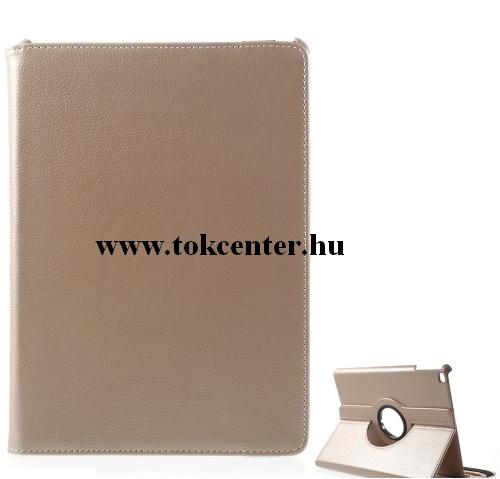 APPLE IPAD 9.7 (2017) /APPLE IPAD 9.7 (2018) Tok álló, bőr (FLIP, asztali tartó funkció, 360°-ban forgatható) ARANY	
