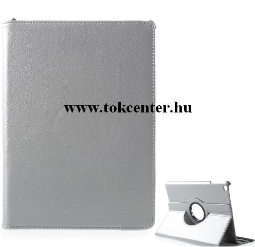 APPLE IPAD 9.7 (2017) /APPLE IPAD 9.7 (2018) Tok álló, bőr (FLIP, asztali tartó funkció, 360°-ban forgatható) EZÜST	
