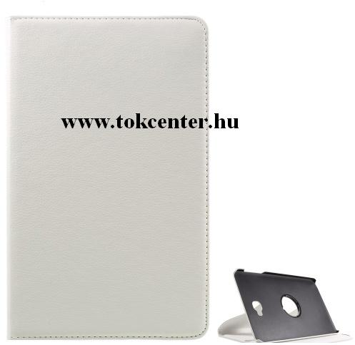 SAMSUNG Galaxy Tab A 10.1 LTE (2016) SM-T585 /SAMSUNG Galaxy Tab A 10.1 WIFI (2016) SM-T580 Tok álló, bőr (FLIP, asztali tartó funkció, 360°-ban forgatható) FEHÉR	