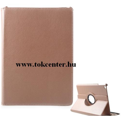 APPLE IPAD 9.7 (2017) /APPLE IPAD 9.7 (2018) Tok álló, bőr (FLIP, asztali tartó funkció, 360°-ban forgatható) ROZÉARANY	
