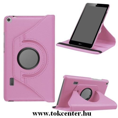 HUAWEI MediaPad T3 7 Tok álló, bőr (FLIP, asztali tartó funkció, 360°-ban forgatható) RÓZSASZÍN	