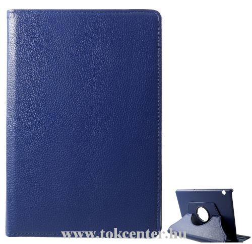 HUAWEI Mediapad T5 10 LTE /HUAWEI Mediapad T5 10 WIFI Tok álló, bőr (FLIP, asztali tartó funkció, 360°-ban forgatható) SÖTÉTKÉK	