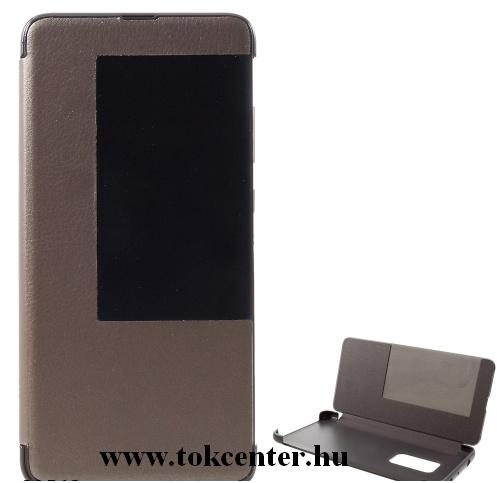 HUAWEI Mate 20 Pro Tok álló, bőr (FLIP, oldalra nyíló, asztali tartó funkció, S-View Cover) BARNA	