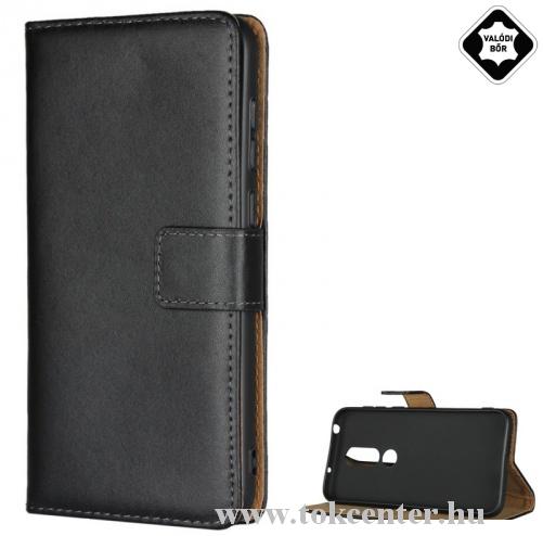 NOKIA 6.1 Plus (Nokia X6 2018) Tok álló, valódi bőr (FLIP, oldalra nyíló, asztali tartó funkció) FEKETE	
