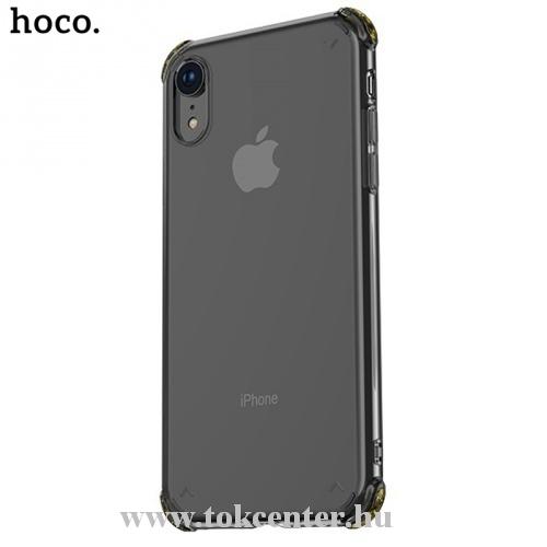  APPLE IPhone XR 6.1 HOCO ICE SHIELD telefonvédő gumi / szilikon (közepesen ütésálló, légpárnás sarok, átlátszó hátlap) FEKETE	