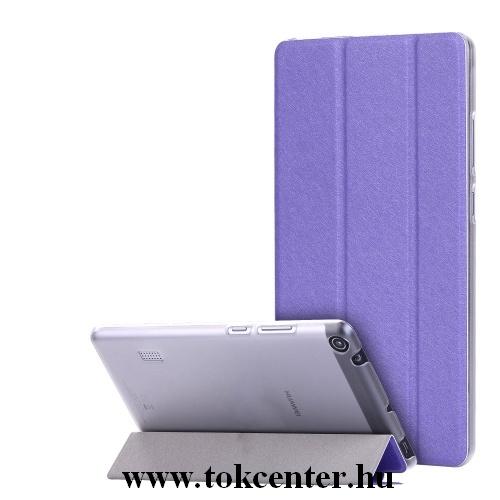 HUAWEI MediaPad T3 7 Tok álló, bőr hatású (FLIP, oldalra nyíló, TRIFOLD asztali tartó funkció, selyem minta) LILA