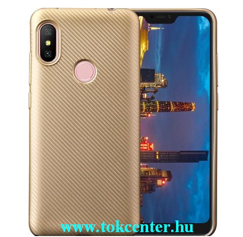XIAOMI Mi Mix 3 Telefonvédő gumi / szilikon (karbon minta) ARANY	
