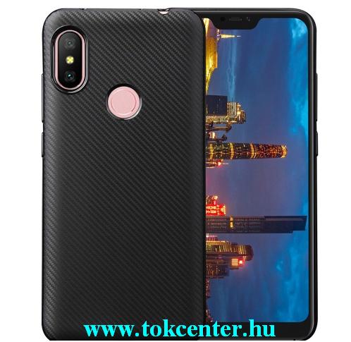 XIAOMI Redmi Note 6 Pro Telefonvédő gumi / szilikon (karbon minta) FEKETE	