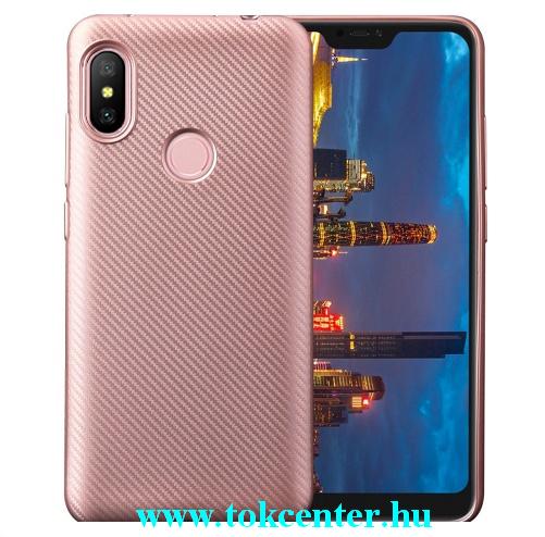 XIAOMI Mi Mix 3 Telefonvédő gumi / szilikon (karbon minta) ROZÉARANY	