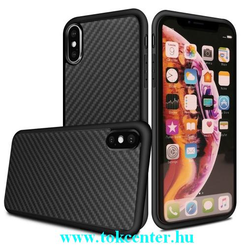 APPLE IPhone XS Max 6.5 Telefonvédő gumi / szilikon (kevlár borítás) FEKETE	