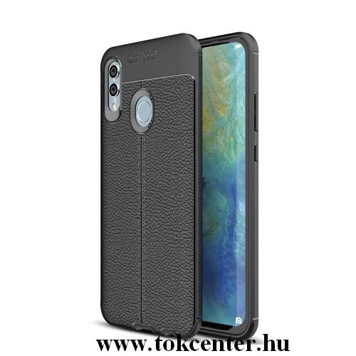 HUAWEI Honor 10 Lite /HUAWEI P Smart (2019) Telefonvédő gumi / szilikon (közepesen ütésálló, bőrhatás, varrás minta) FEKETE	