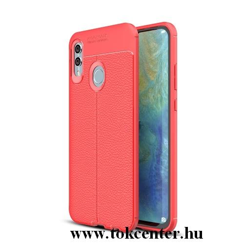 HUAWEI Honor 10 Lite /HUAWEI P Smart (2019) Telefonvédő gumi / szilikon (közepesen ütésálló, bőrhatás, varrás minta) PIROS	