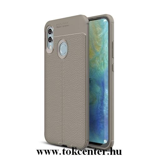 HUAWEI Honor 10 Lite /HUAWEI P Smart (2019) Telefonvédő gumi / szilikon (közepesen ütésálló, bőrhatás, varrás minta) SZÜRKE	