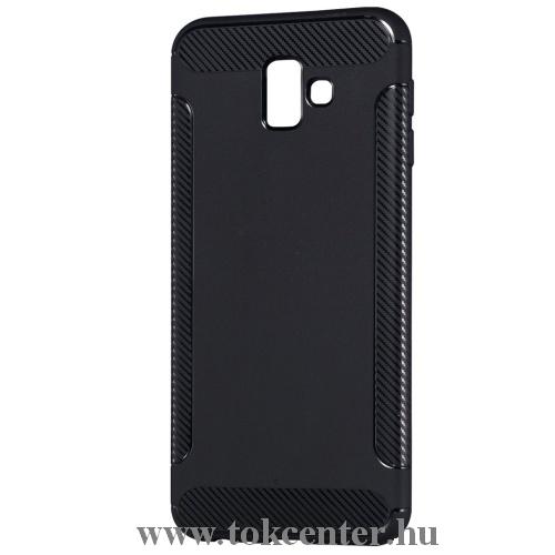 SAMSUNG Galaxy J6 Plus (J610F) Telefonvédő gumi / szilikon (közepesen ütésálló, karbonminta) FEKETE	