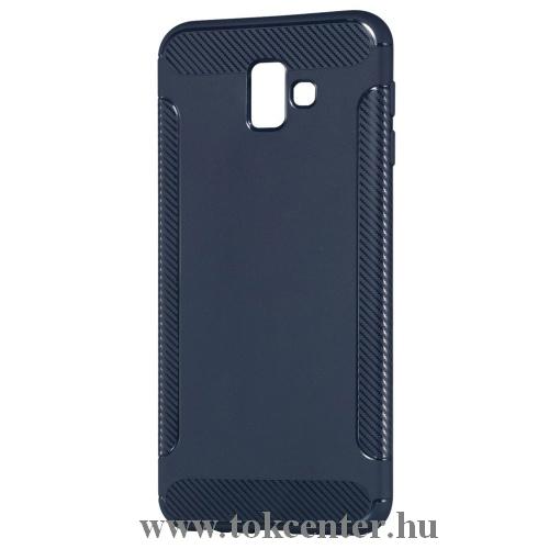 SAMSUNG Galaxy J6 Plus (J610F) Telefonvédő gumi / szilikon (közepesen ütésálló, karbonminta) SÖTÉTKÉK	