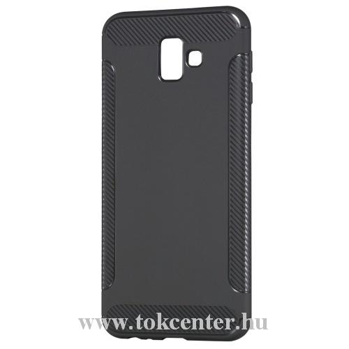 SAMSUNG Galaxy J6 Plus (J610F) Telefonvédő gumi / szilikon (közepesen ütésálló, karbonminta) SZÜRKE	