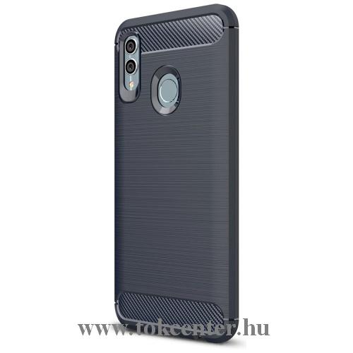 HUAWEI Honor 10 Lite /HUAWEI P Smart (2019) Telefonvédő gumi / szilikon (közepesen ütésálló, légpárnás sarok, szálcsiszolt, karbonminta) SÖTÉTKÉK	