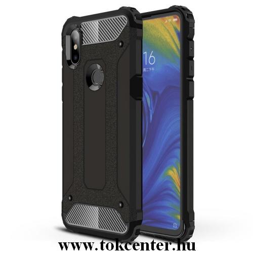 XIAOMI Mi Mix 3 Defender műanyag telefonvédő (közepesen ütésálló, gumi / szilikon belső, fémhatás) FEKETE	
