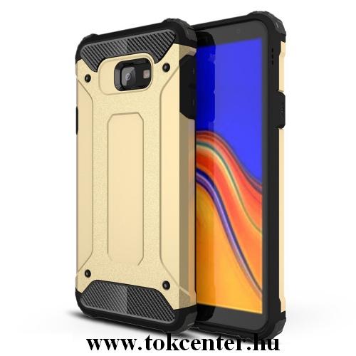 SAMSUNG Galaxy J4 Plus (J415F) Defender műanyag telefonvédő (közepesen ütésálló, légpárnás sarok, gumi / szilikon belső, fémhatás) ARANY	