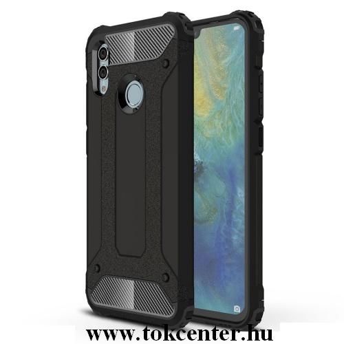 HUAWEI Honor 10 Lite /HUAWEI P Smart (2019) Defender műanyag telefonvédő (közepesen ütésálló, légpárnás sarok, gumi / szilikon belső, fémhatás) FEKETE	