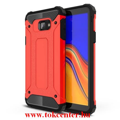 SAMSUNG Galaxy J4 Plus (J415F) Defender műanyag telefonvédő (közepesen ütésálló, légpárnás sarok, gumi / szilikon belső, fémhatás) PIROS	