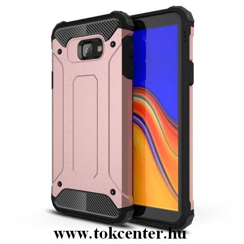 SAMSUNG Galaxy J4 Plus (J415F) Defender műanyag telefonvédő (közepesen ütésálló, légpárnás sarok, gumi / szilikon belső, fémhatás) ROZÉARANY	