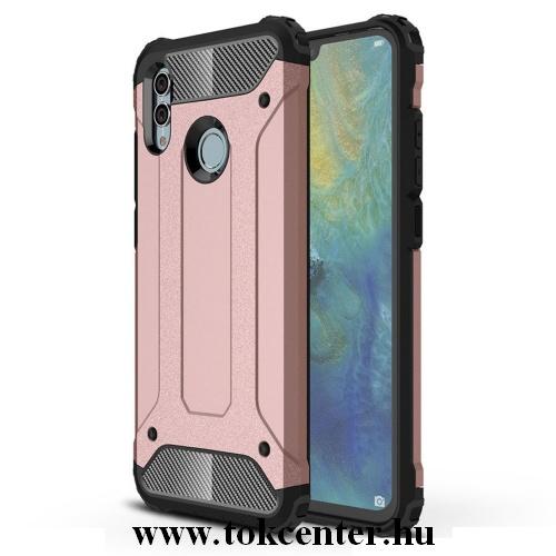 HUAWEI Honor 10 Lite /HUAWEI P Smart (2019) Defender műanyag telefonvédő (közepesen ütésálló, légpárnás sarok, gumi / szilikon belső, fémhatás) RÓZSASZÍN	