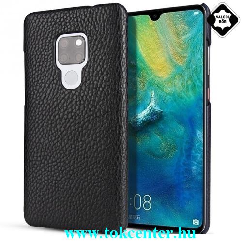 HUAWEI Mate 20 Műanyag telefonvédő (valódi bőrhátlap) FEKETE	