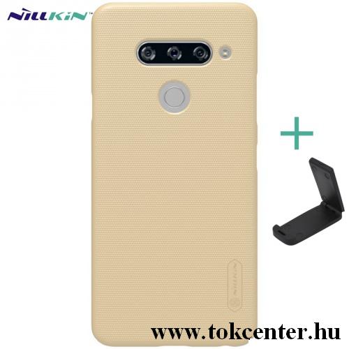 LG V40 ThinQ NILLKIN SUPER FROSTED műanyag telefonvédő (gumírozott, érdes felület + asztali tartó) ARANY	