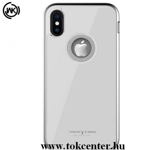APPLE IPhone X 5.8 /APPLE IPhone XS 5.8 WK GINSTONE műanyag telefonvédő (közepesen ütésálló, üveg hátlap, strasszkő, logó kivágás) FEHÉR	