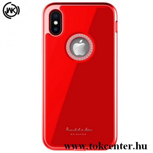 APPLE IPhone XS Max 6.5 WK GINSTONE műanyag telefonvédő (közepesen ütésálló, üveg hátlap, strasszkő, logó kivágás) PIROS	