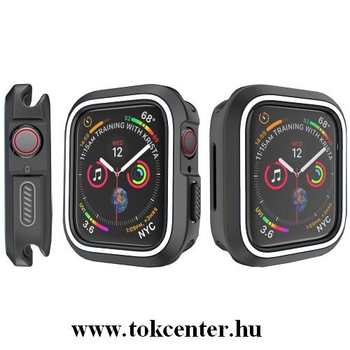 Szilikon keret (BUMPER, ütésálló) FEKETE / FEHÉR Apple Watch 4 40mm	