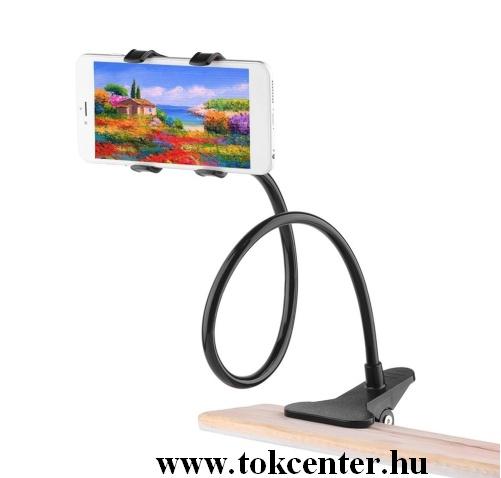 Asztali tartó (asztalra csiptethető, csipeszes tartó rész, 360°-os, flexibilis, 57 cm, 7'' méretig) FEKETE