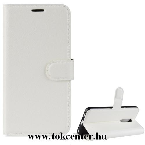 LG G7 Fit Tok álló, bőr (FLIP, oldalra nyíló, asztali tartó funkció) FEHÉR	