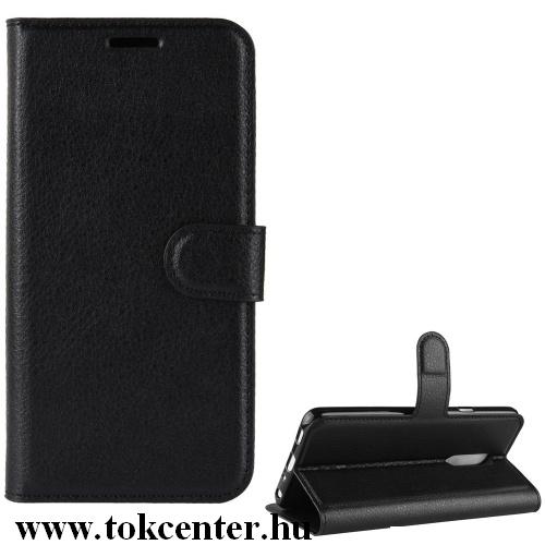 LG G7 Fit Tok álló, bőr (FLIP, oldalra nyíló, asztali tartó funkció) FEKETE	