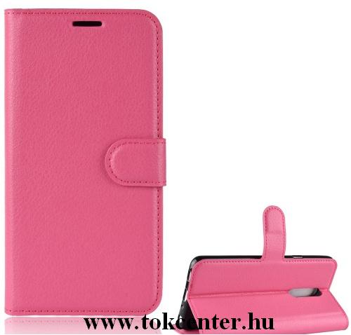 LG G7 Fit Tok álló, bőr (FLIP, oldalra nyíló, asztali tartó funkció) RÓZSASZÍN	