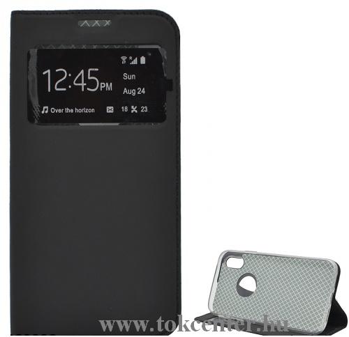 APPLE IPhone XR 6.1 Tok álló, bőr (FLIP, oldalra nyíló, asztali tartó funkció, S-View Cover) FEKETE	