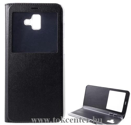 SAMSUNG Galaxy J6 Plus (J610F) Tok álló, bőr (FLIP, oldalra nyíló, asztali tartó funkció, S-View Cover) FEKETE	