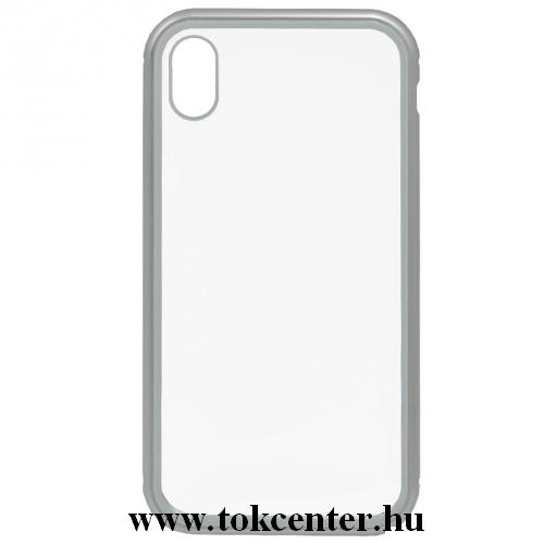 APPLE IPhone XR 6.1 Alumínium telefonvédő (közepesen ütésálló, üveg hátlap, mágneses keret) EZÜST	