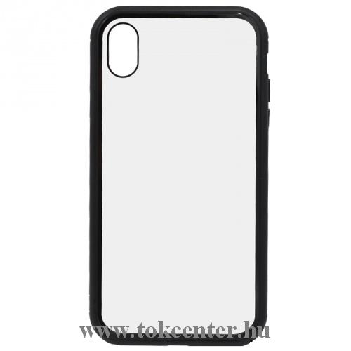 APPLE IPhone XR 6.1 Alumínium telefonvédő (közepesen ütésálló, üveg hátlap, mágneses keret) FEKETE	
