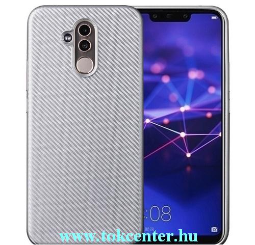 HUAWEI Mate 20 Lite Telefonvédő gumi / szilikon (karbonminta) EZÜST	