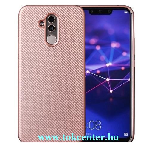  HUAWEI Mate 20 Lite Telefonvédő gumi / szilikon (karbonminta) ROZÉARANY	