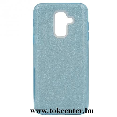 SAMSUNG Galaxy A6+ (2018) SM-A605F Telefonvédő gumi / szilikon (műanyag belső, csillogó hátlap) VILÁGOSKÉK	