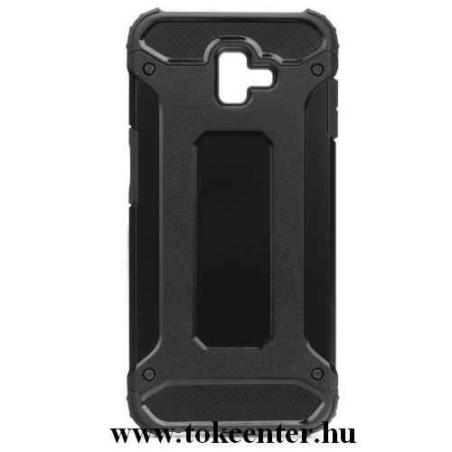 SAMSUNG Galaxy J6 Plus (J610F) Defender műanyag telefonvédő (közepesen ütésálló, légpárnás sarok, gumi / szilikon belső, fémhatás) FEKETE	